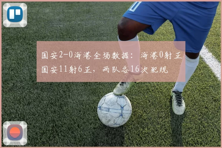 国安2-0海港全场数据：海港0射正国安11射6正，两队各16次犯规